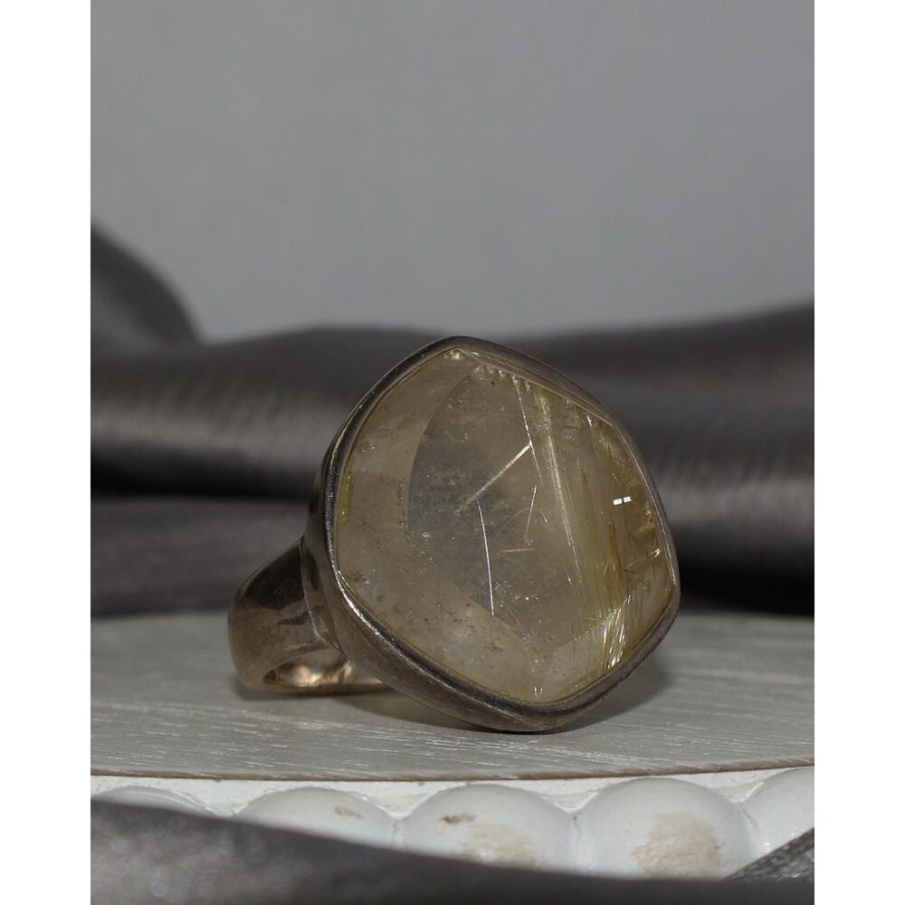Barse Sterling Silver Golden Rutilated Quartz Ring 14.4G / Sz 5